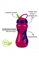 COPO GATOR COM CANUDO RIGIDO RETRATIL 450ML ROSA